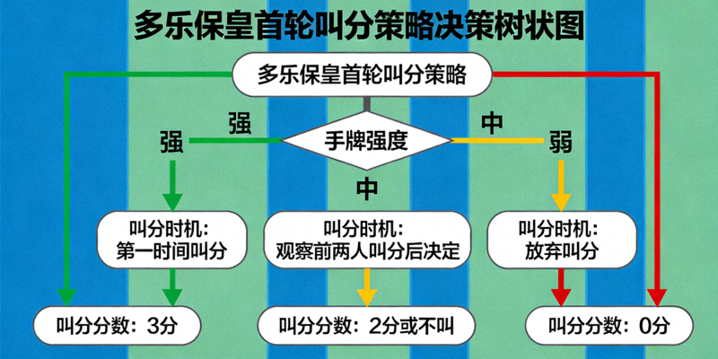 多乐保皇首轮叫分策略决策树状图 - 根据手牌强度决定叫分时机与分数